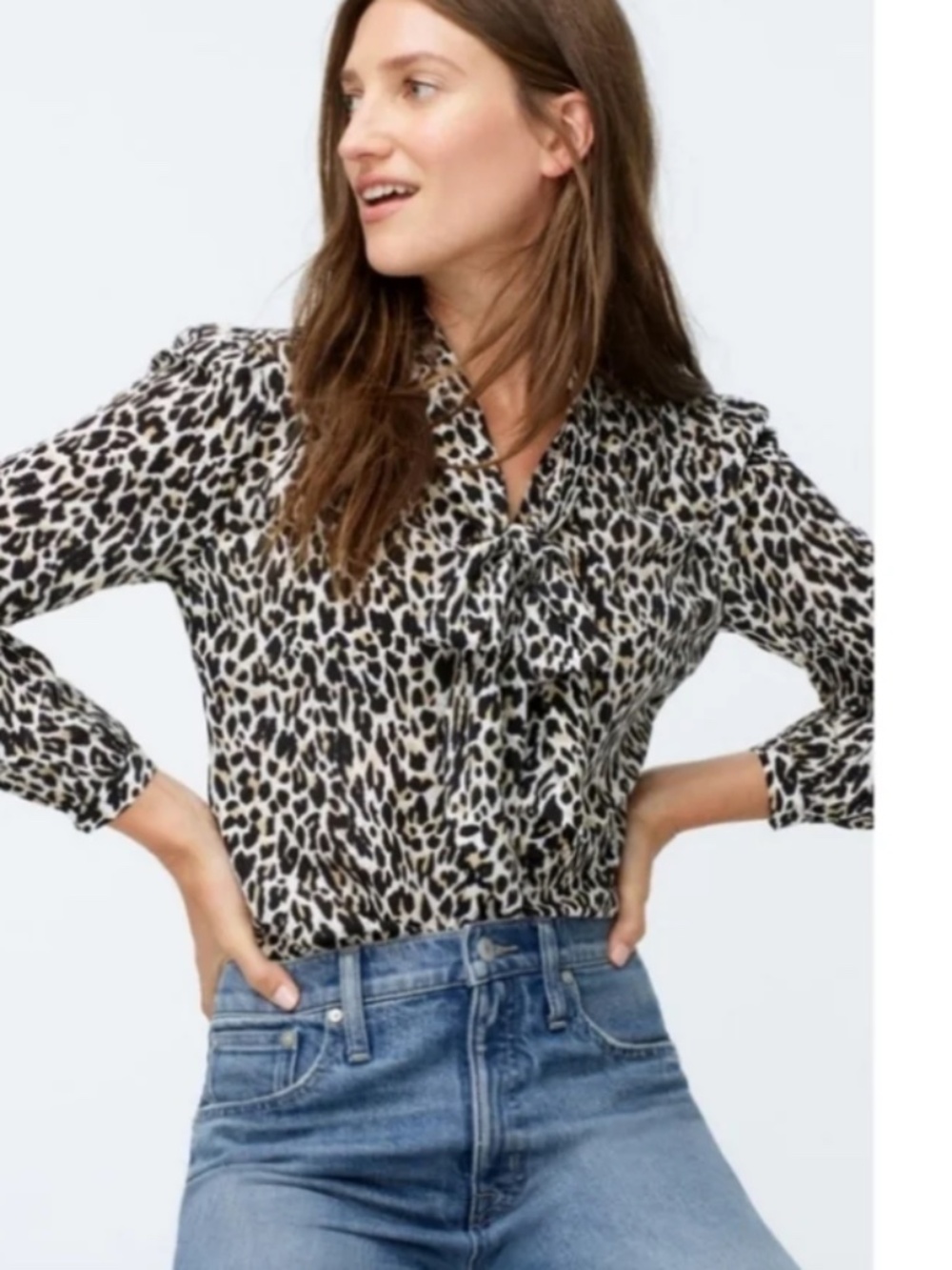 J.Crew 100% Silk Tie Neck Animal Print Blouse | XS | Like New